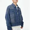 Li Ning Denim Jackets Unisex Blue Lapel Moderate Straight Fit AJDT069-3