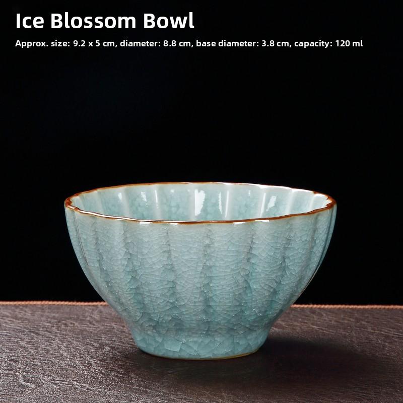 Premium Ceramic Gongfu Tea Cup Yu Porcelain Ice Crack Owner Cup Personal Use High End Tea Set Handmade Chinese Style