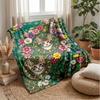 Floral Cats Artwork Theme blanket Lightweight Warm Flannel Blanket Decorative Throw Blanket for Home Decoration