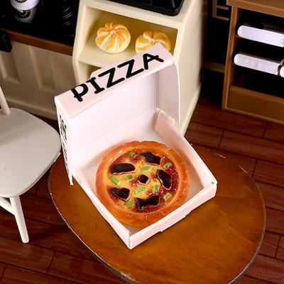 6 Adet Bebek Evi Minyatür Pizza veya Paketleme Kutusu Model Mutfak Yiyecek Dekor Oyuncak Bebek Evi Aksesuarları