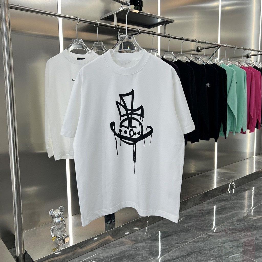 2025 New Summer High-quality Pure Cotton Planet Print Men's and Women's Same T-shirt Sports and Leisure Short-sleeved Tee's