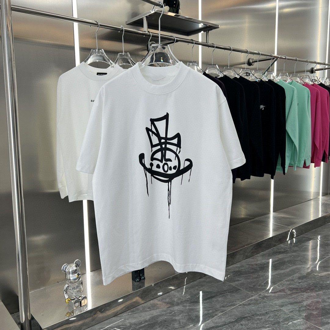 

2025 New Summer High-quality Pure Cotton Planet Print Men s and Women s Same T-shirt Sports and Leisure Short-sleeved Tee s 3XL