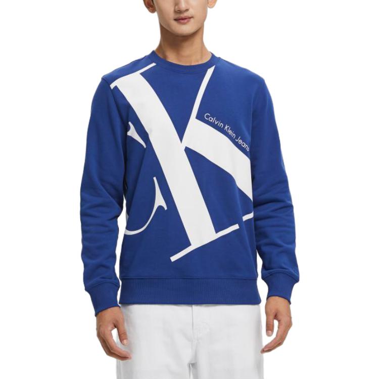 Calvin Klein Buchstaben-Print Rundhals-Sweatshirt Unisex Sweatshirt Blau J318474-CJS