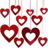NUOBESTY 40pcs Glitter Heart Swirl Hanging Decoration, 3D Heart Shape Ornament Love Hanging Cutouts Valentines Banner Heart Garland Streamers