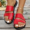 Womens 2026 Summer New Flat Non-slip PU Slippers Clip Toe Women Shoes Outdoor Casual Comfortable Beach Dress Sandals Large Size
