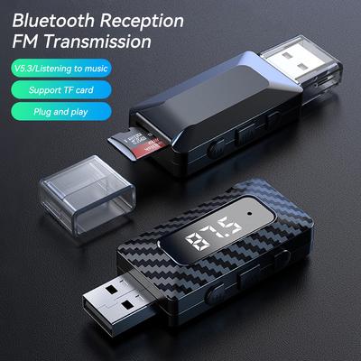 Car USB Transmitter Receiver Handsfree Call Bluetooth 5.3 Power Car Kit Auto Stereo Wireless Audio Adapter FM Radio