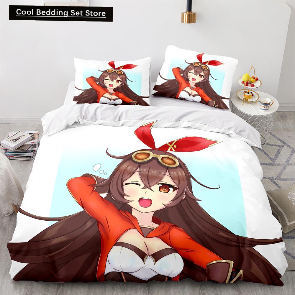 Genshin Impact Bedding Set Single Twin Full Queen King Size Game Anime Bed Set Aldult Kid Bedroom Duvetcover Sets 3D Print Anime