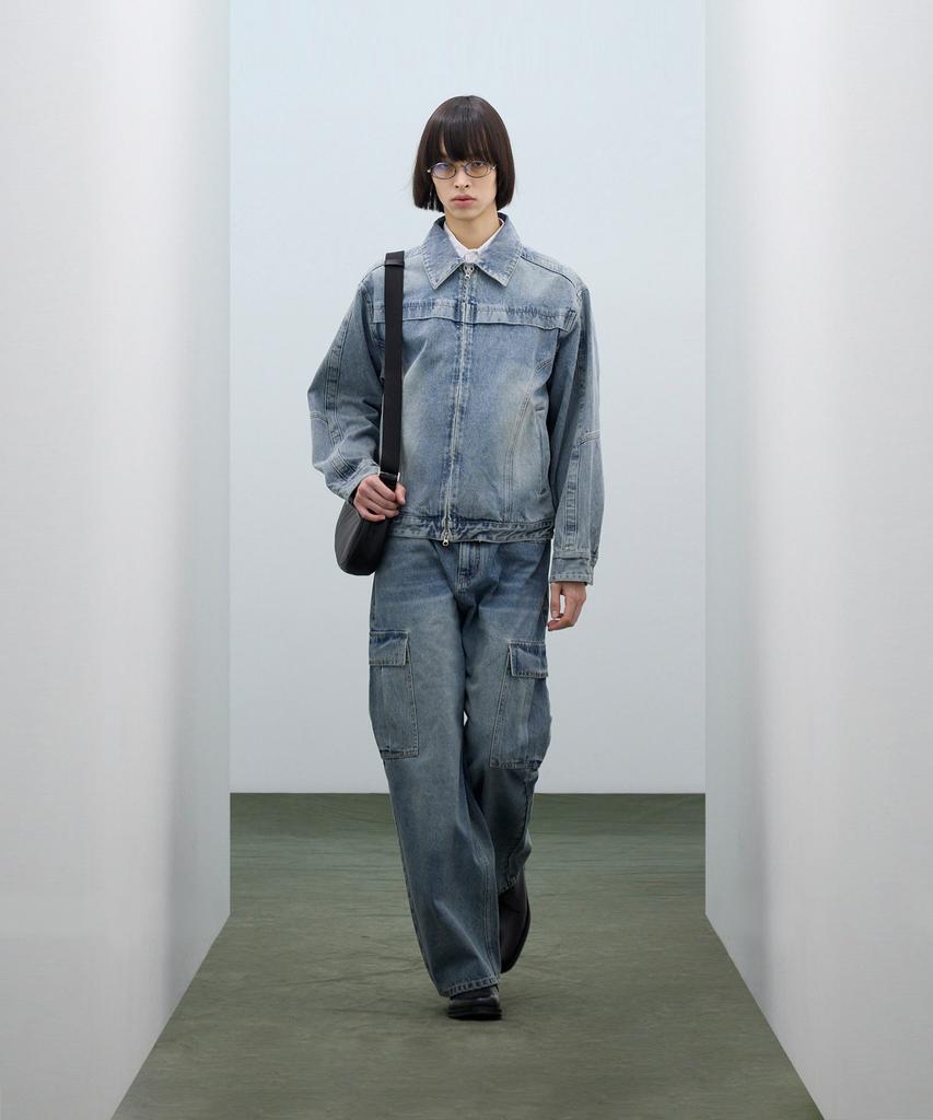 Standarderror 87-Stan117 [Basic] Vintage Washed Racer Denim Jacket Vintage Blue