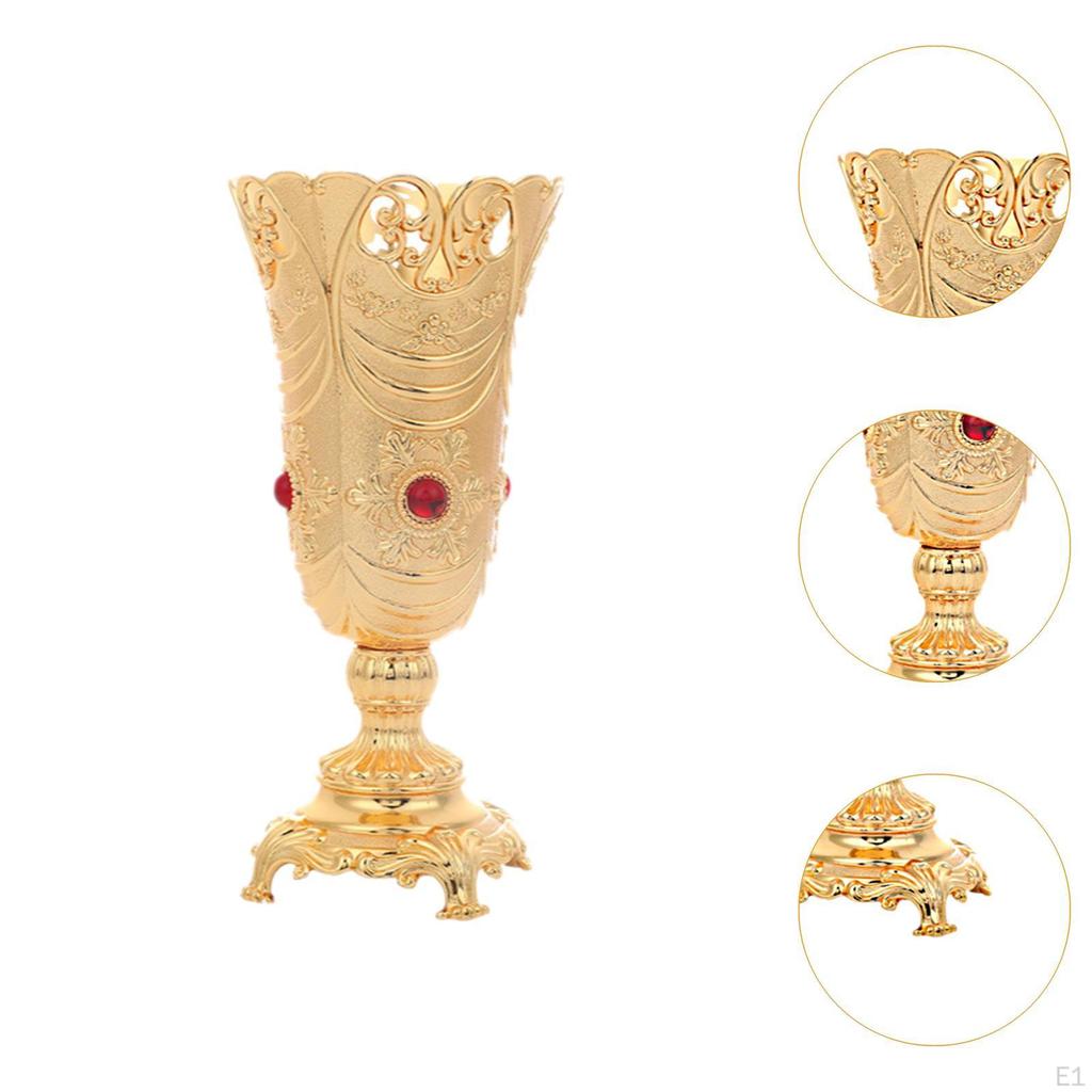 Golden Flower Vase Elegant Decorative Housewarming Gifts Pot Small for