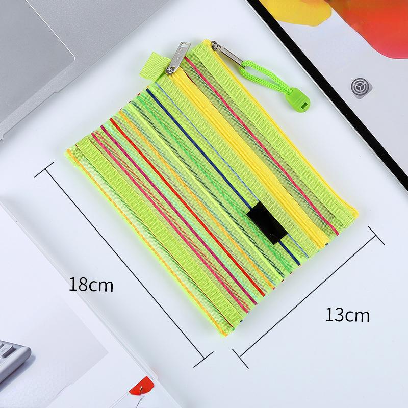 A6 Colorful Double Layer Mesh Storage Bag Daily Makeup Pouch Cosmetic Bag Portable Card Holder Earphone Organizer Coin Purse