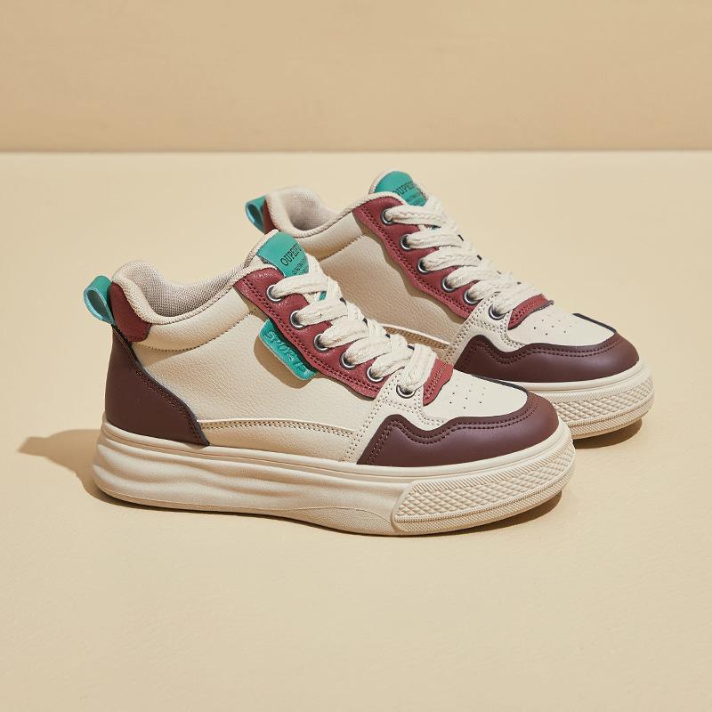 

Весенние высокие кеды, маленькие белые туфли, новая корейская версия, ins, женские студенческие, на толстой подошве, увеличивающие рост, кеды на платформе, повседневная обувь XF1251 39 красный