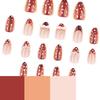 Autumn Brown Manicure Wearing Nail Piece Short Almond Nail Piece White Polka Dot Dot Fake Nail Piece