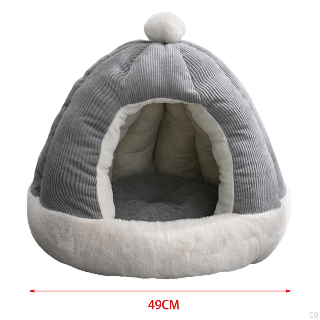 Cat Bed Dog with Removable Washable Cushion Kennel Decorative Slip Villa Shelter for