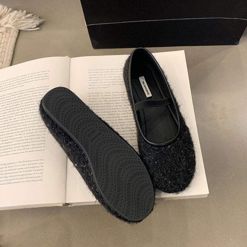 Fashion Female Slip On Footwear Shallow Women Ballet Flats Shoes Soft Casual Flock Fashion Round Toe Ladies Flats With Shoes