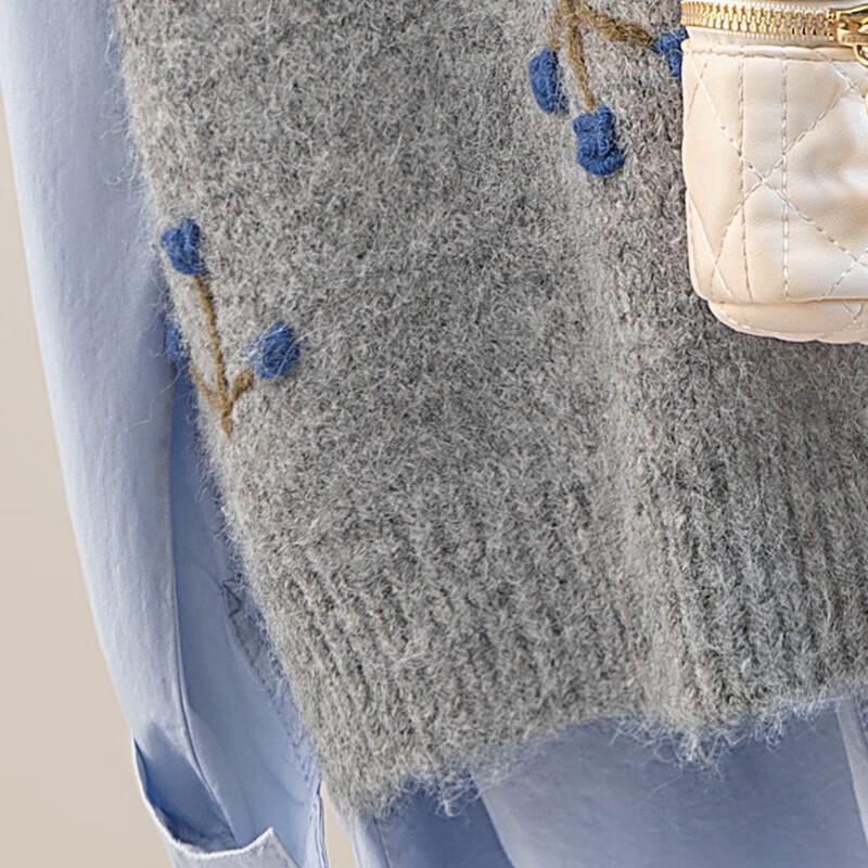 Damen Weste mit floraler Stickerei aus Wollmischung