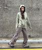 ITZAVIBE Folding Shirring Pants - Khaki Gray