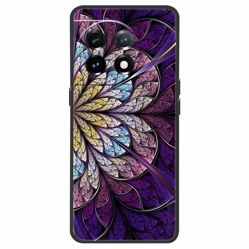 For OnePlus 11 5G Case One Plus 11R Flower Marble Black Bumper Soft TPU Silicone Cover for OnePlus 11 / 11R 5G Phone Cases Capas