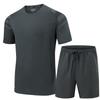 Mens 2-Piece Sportswear Set Cotton-Blend Short Sleeve T-Shirt Shorts Lightweight Casual Outfit