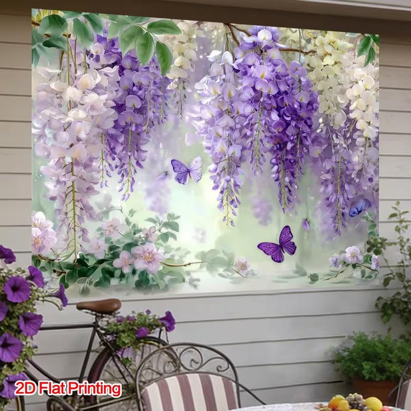 2D Watercolor Hanging Wisteria Backdrop Photo Booth Background