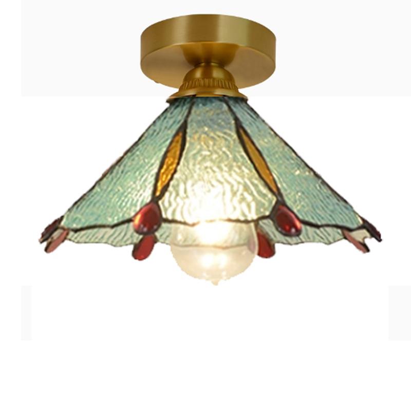 Home Garden LED Pendant Light Fixture Wood Copper Glass Lampshade Vintage Edison Bulb Hanging Lamp Restaurant Ceiling Chandelier