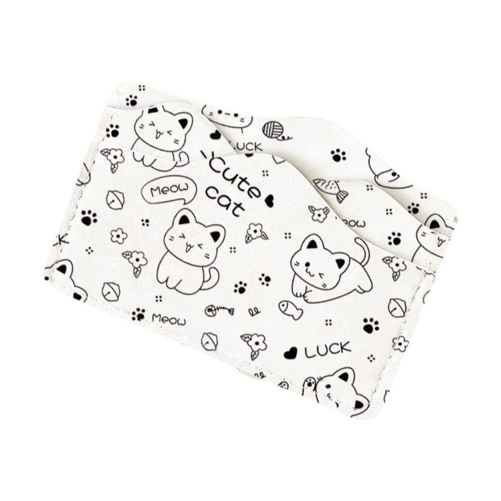 

New Cute Cat Credit Card Holder PVC Slim Wallet Card Sleeve 3 Slots Lightweight Pocket Card Case for Women Girls чёрный