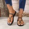 Modne damskie klapki Letnie Nowe Okrągły nosek Metalowa klamra Miękka podeszwa Antypoślizgowe Odporne na ścieranie Sandały