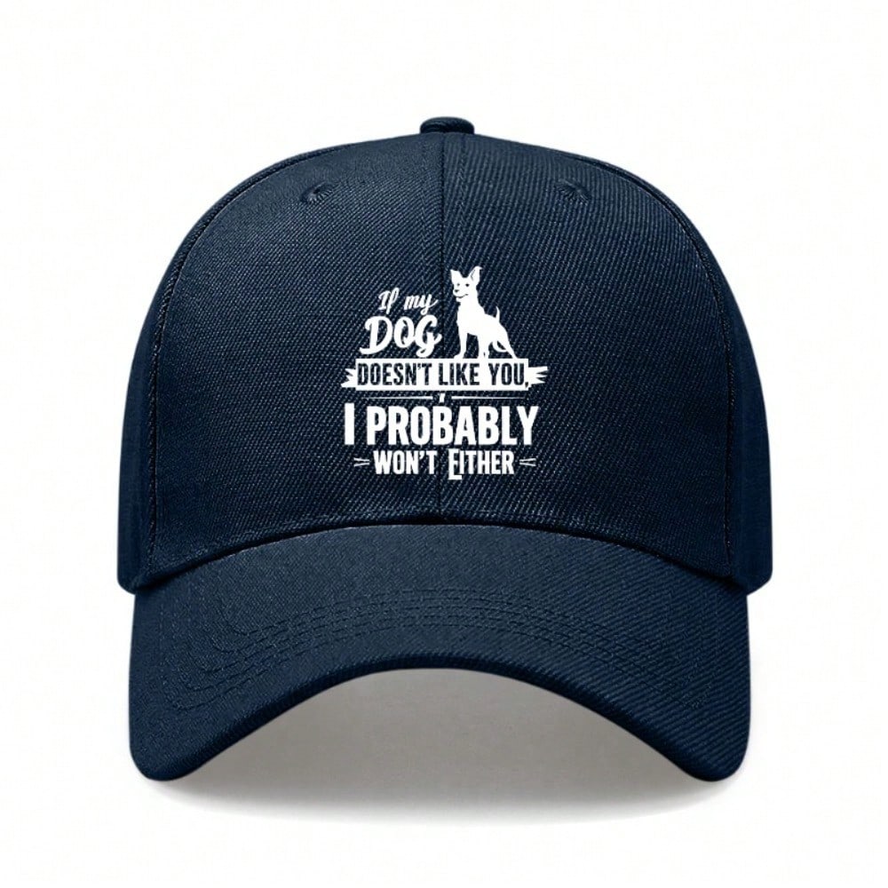 [Dog Lover Baseball Cap] Cream Letter Print Polyester Adjustable Breathable Casual Outdoor Sports Baseball Hat For Men Women