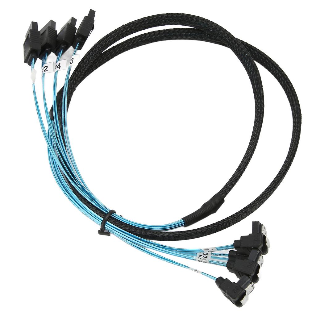 Mini SAS Kabel 4 SATA auf 4 SATA Gerade Gebogenes Kabel 6Gbps Entstört Doppelte Gruppe