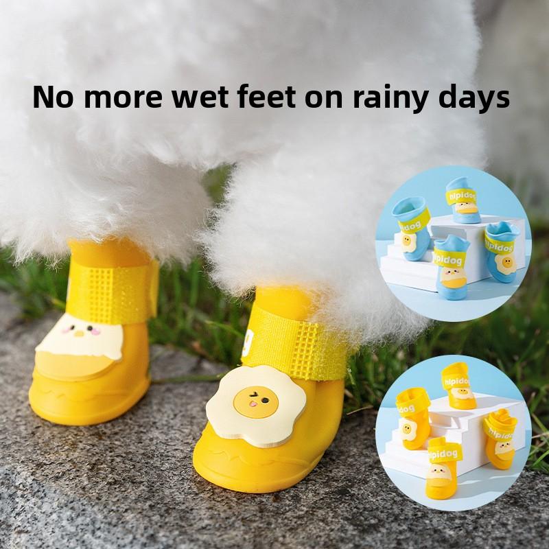 Dog Outdoor Waterproof Rain Shoe Covers Cartoon Egg-shaped Anti-dirty Durable Non-slip Cat Pet All Seasons