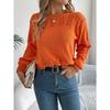 Women's Sweatshirt Casual Solid Colour Openwork Lantern Sleeve Pullover Knit Top
