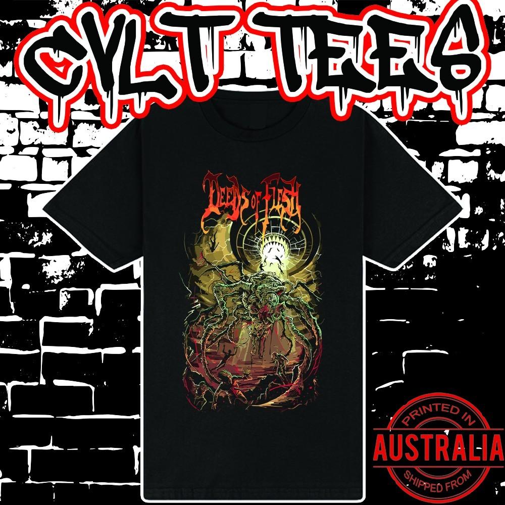Deeds Of Flesh Band Shirt ~ Premium Black Gildan Cotton Tee Unisex T-Shirt XXL
