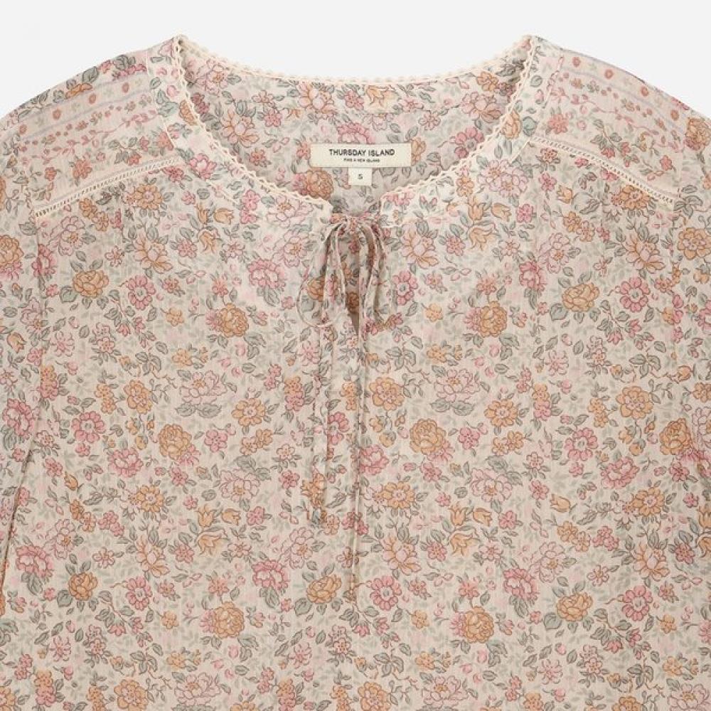 Thursday Island Women Flower Border Chiffon Blouse T264mbl239w