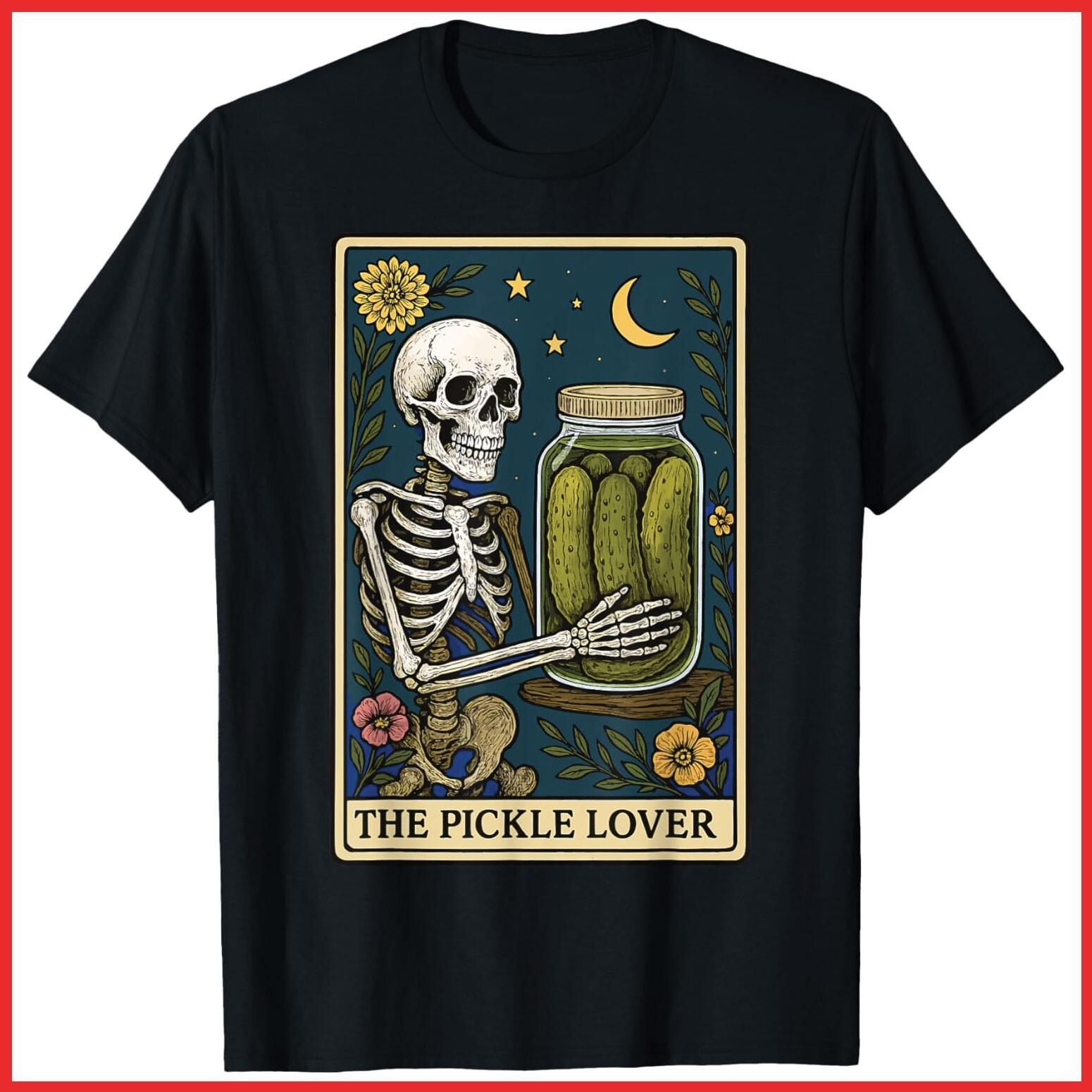 The Pickle Lover Tarot Card Black Cotton T-Shirt S-5XL M