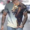 Fashionable Animal Lion Pattern 3D Digital Printing Men's Round Neck Short Sleeved T-shirt