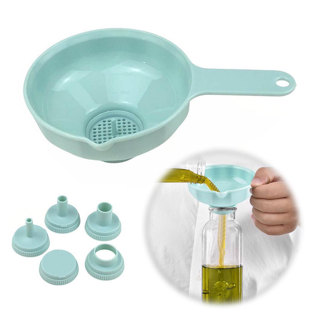 Kitchen Funnel Set Multi Function Versatile Cooking Funnels with Removable Filter Food Grade Liquid Remover for Liquids&Powders