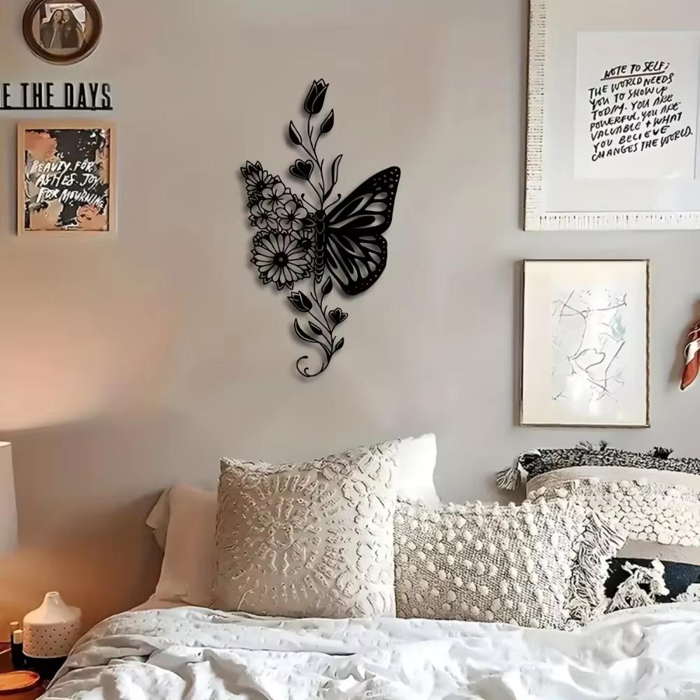 Stunning Iron Butterfly Wall Decor Outdoor Porch Ornament Floral Home Living Room Iron Butterfly Wall Outdoor Iron Butterfly