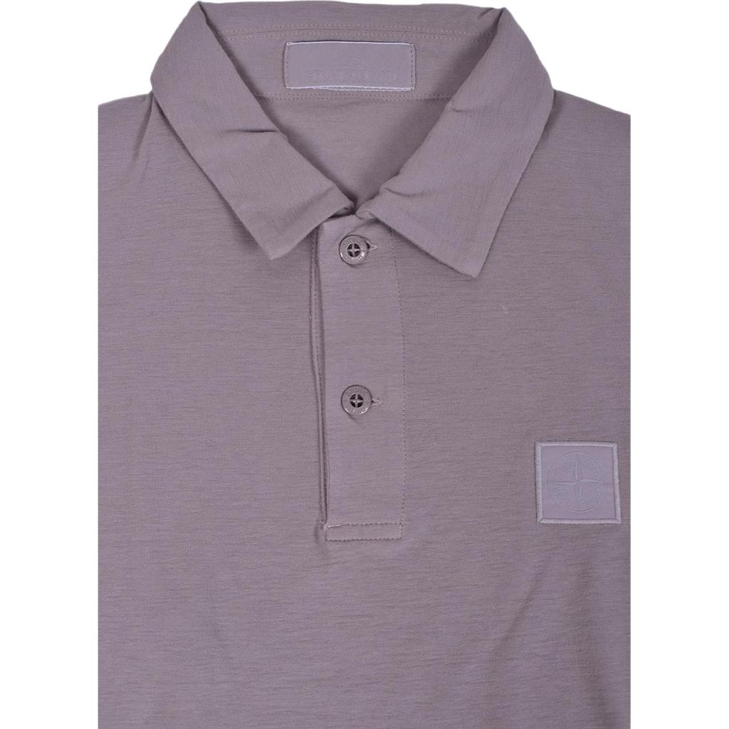 STONE ISLAND Gładki kolor Kołnierzyk polo Zapinany na guziki Krótki rękaw Koszulka polo Męska topy Fioletowy K1S152200001S0F11-V0064