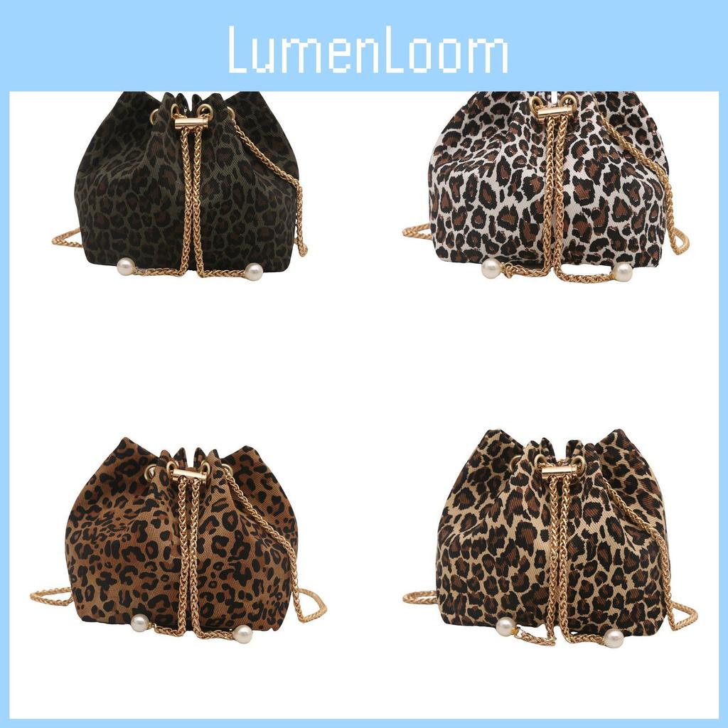 Stylish Casual Commute Chain Crossbody Bucket Bag Women Leopard Print Fall Winter