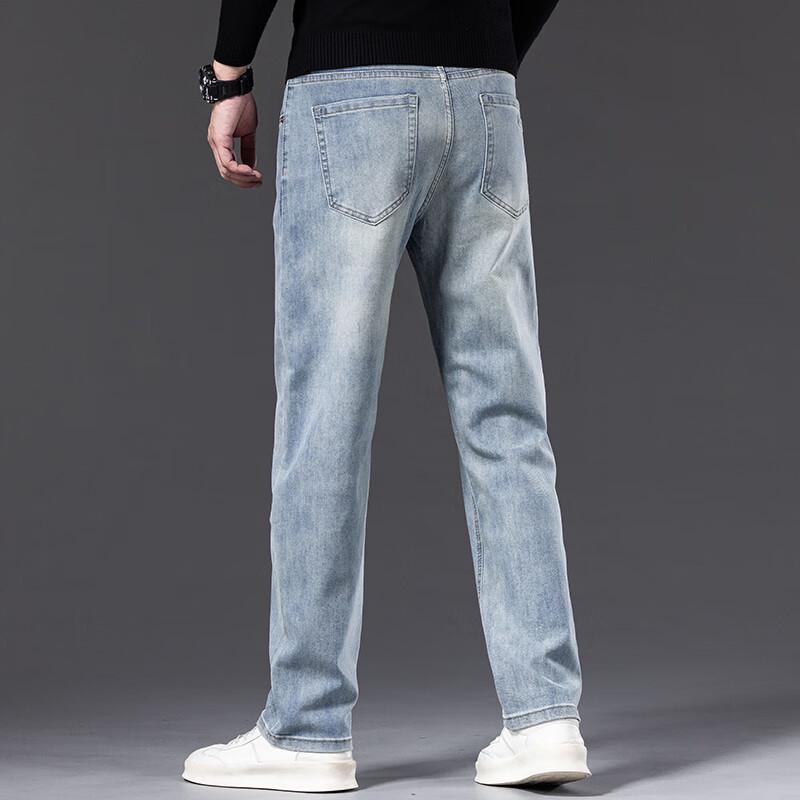 DK Men's Premium Spring/Autumn Loose Straight-Leg Stretch Jeans