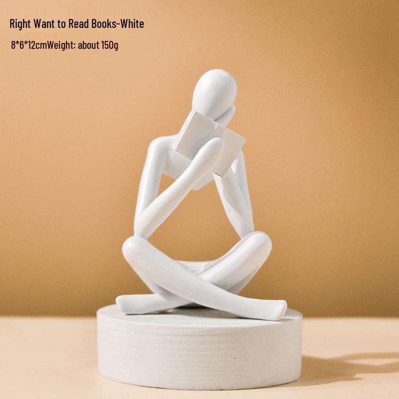 

Abstract Resin Figure Ornament: Reading Statue for Bookshelf or Living Room Decor