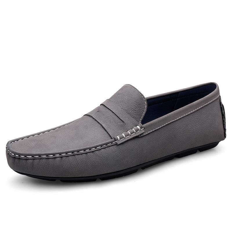 

Мужская обувь из натуральной кожи, роскошные модные повседневные туфли без застежек, официальные мокасины высшего качества, однотонные мужские туфли для вождения 45 серый