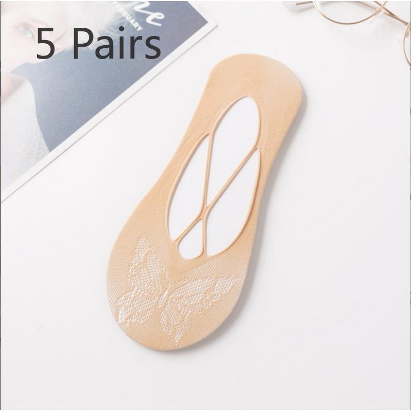 

5 пар женских летних тонких полых подтяжек-бабочек с перекрестными невидимыми носками 5 Pairs телесный