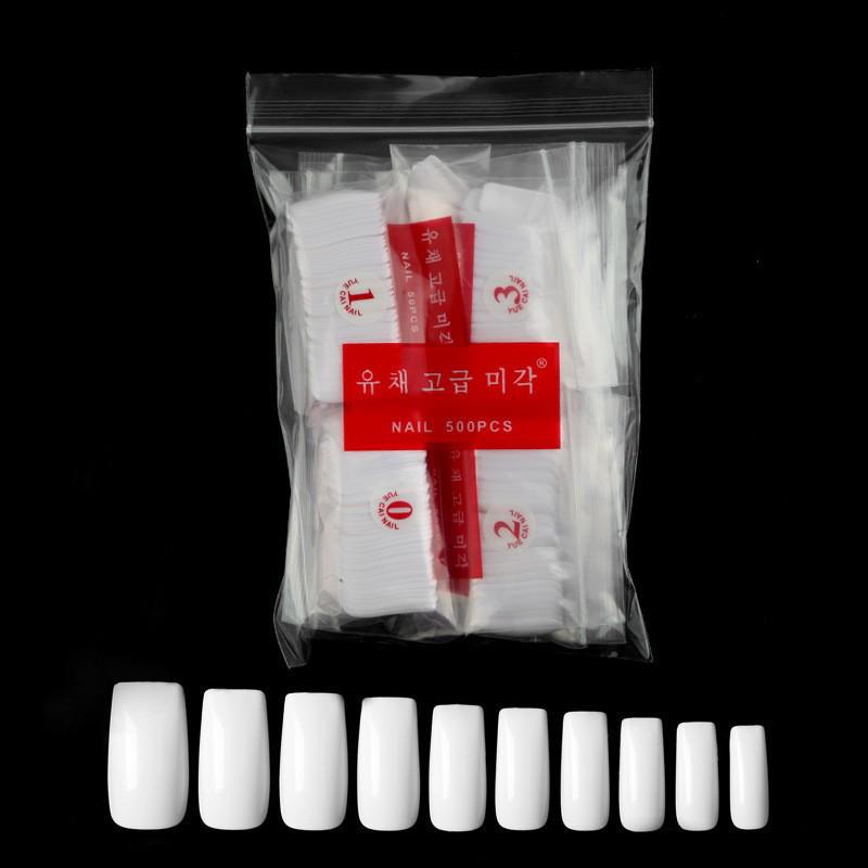 Nail Art Clear Full & Half Cover Tips, French Style, Korean Standard, 500 Pieces