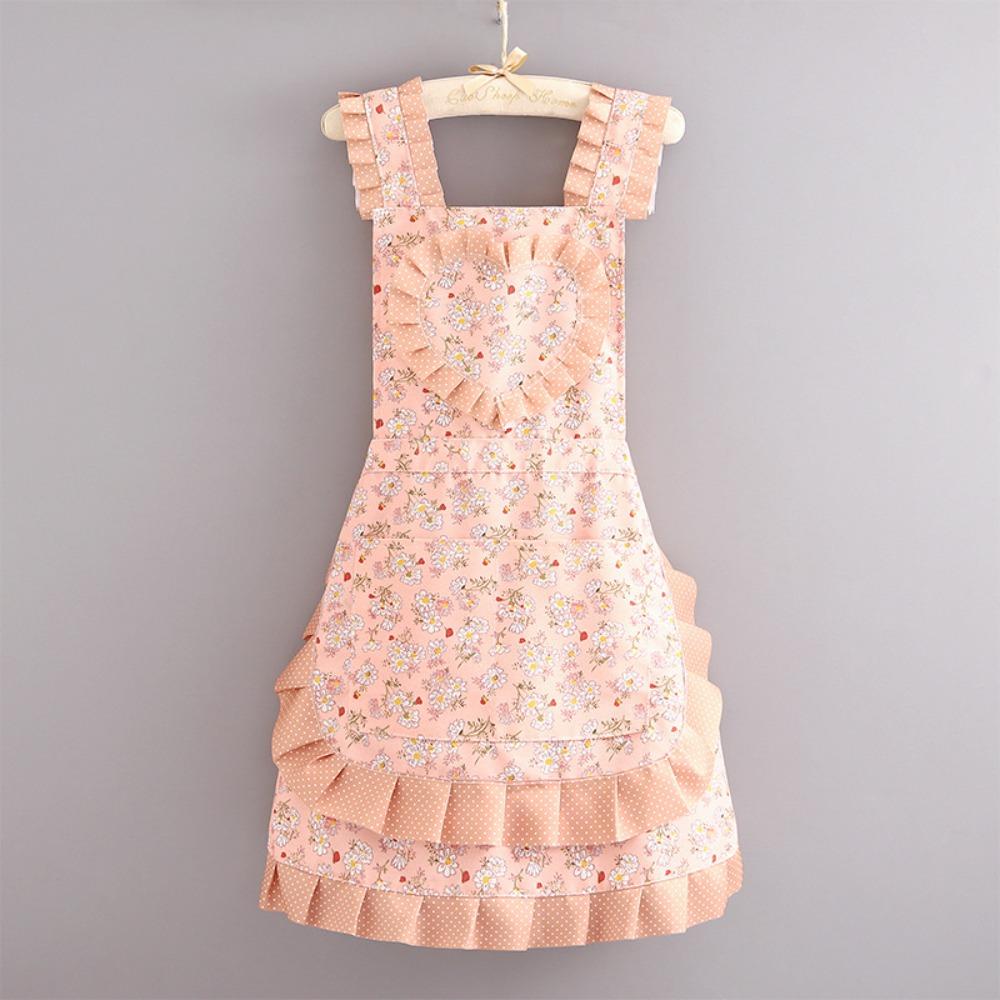 Wear-resistant Korean Style Apron Stain-Resistant Women Apron Work Attire Apron Baking розовый
