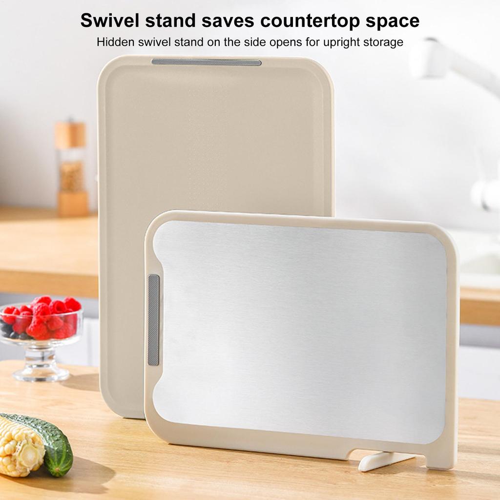 Cutting Board Double Sided Stainless Steel Cutting Board for Kitchen Food Grade PP Non-Slip Easy Clean Chopping Quick Defrosting