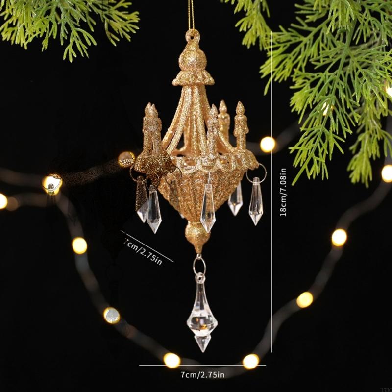Christmas Chandelier Ornament Shatterproof Acrylic Crystal Chandelier Hanging Decoration For Tree Mantels