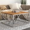 VidaXL Coffee Table Silver Stainless Steel and Solid Acacia Wood 349951