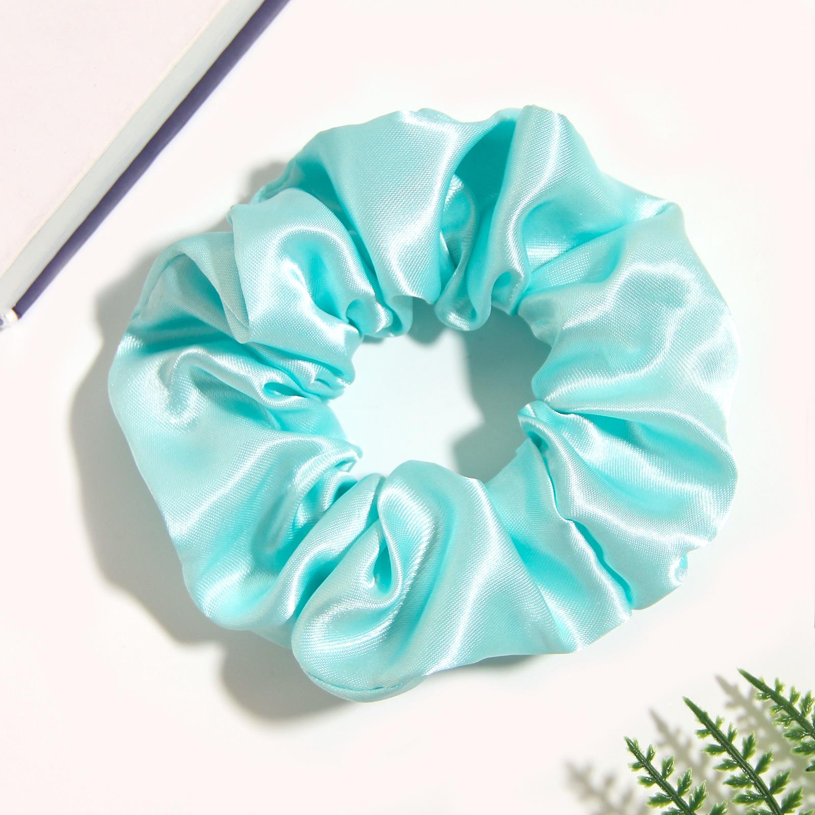 

Блестящая атласная однотонная резинка для волос: Эластичный модный головной убор в корейском стиле. синий