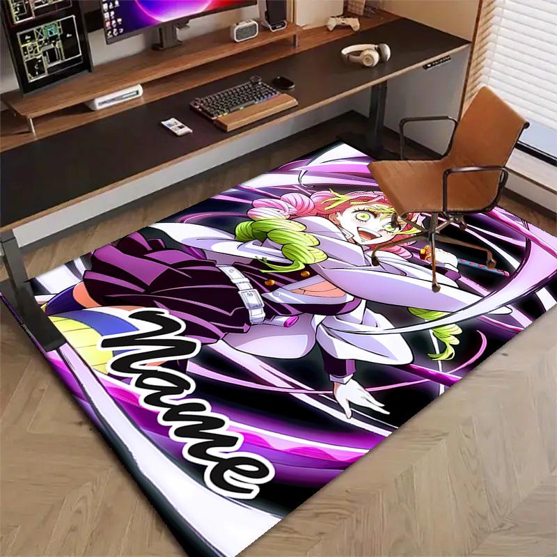 Custom Demon Slayer Mat Personalized Name, Polyester Washable Indoor Entryway Rug, Gift for Christmas, Easter, Thanksgiving Day