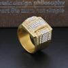 Hip Hop Gold Color Full Zircon Finger Rings For Men Larger Pentagram Ring Stainless Steel Women Charm Party Jewelry Accessory
